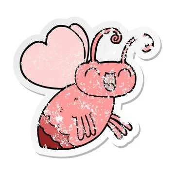 Distressed sticker of a cartoon bug 스톡 일러스트