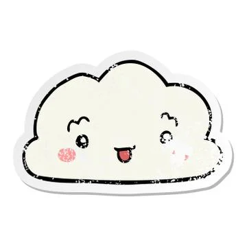 Distressed sticker of a cartoon cloud Stock Illustration