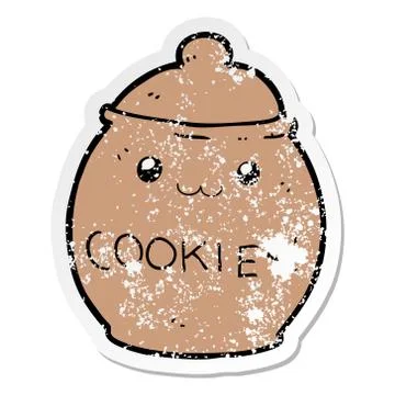 Distressed sticker of a cartoon cookie jar Stock Illustration