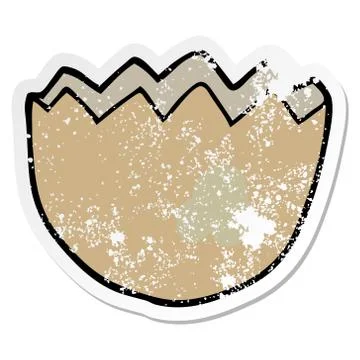 Distressed sticker of a cartoon cracked eggshell Stock Illustration