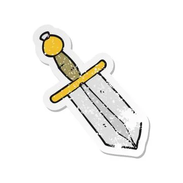 Distressed sticker of a cartoon dagger Stock Illustration