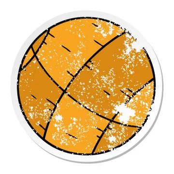 Distressed sticker cartoon doodle of a basket ball Stock Illustration