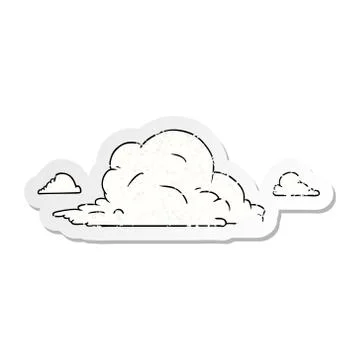 Distressed sticker cartoon doodle of white large clouds Stock Illustration