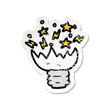 Distressed sticker of a cartoon exploding light bulb Stock Illustration