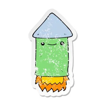 Distressed sticker of a cartoon firework Stock Illustration