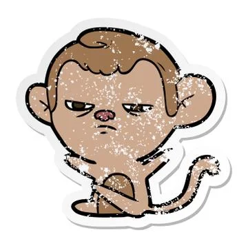 Distressed sticker of a cartoon monkey Stock Illustration