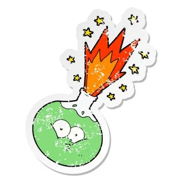 Distressed sticker of a cartoon potion exploding Stock Illustration