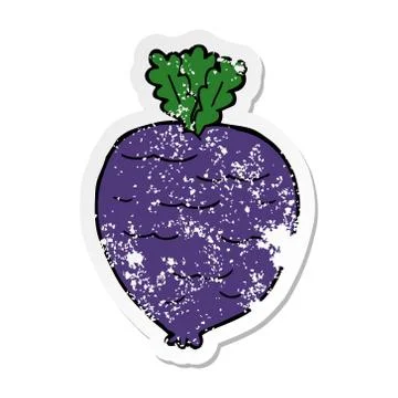 Distressed sticker of a cartoon root vegetable Stock Illustration