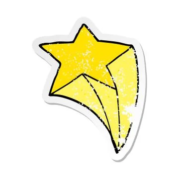 Distressed sticker of a cartoon shooting star Stock Illustration