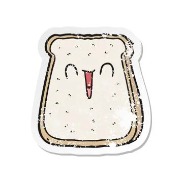 Distressed sticker of a cartoon slice of bread 스톡 일러스트