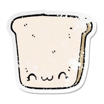Distressed sticker of a cartoon slice of bread Stock Illustration