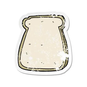 Distressed sticker of a cartoon slice of bread イラスト素材