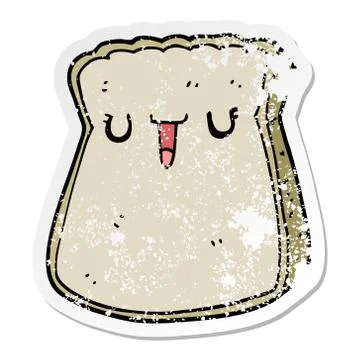 Distressed sticker of a cartoon slice of bread イラスト素材