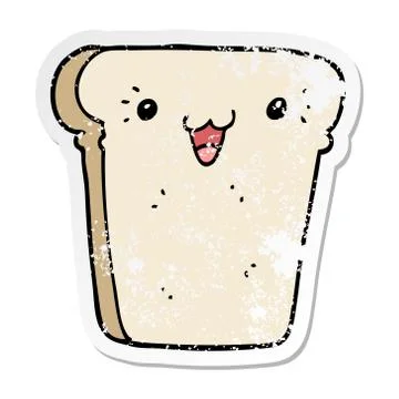Distressed sticker of a cartoon slice of bread イラスト素材