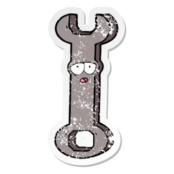 Distressed sticker of a cartoon spanner Stock Illustration