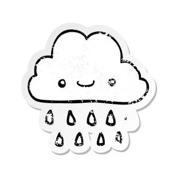Distressed sticker of a cartoon storm cloud Stock Illustration
