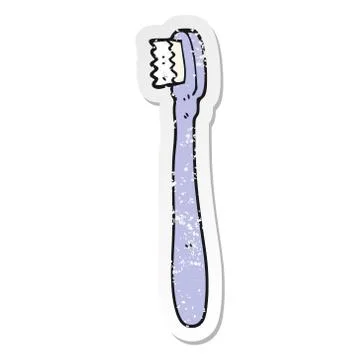 Distressed sticker of a cartoon toothbrush Stock Illustration