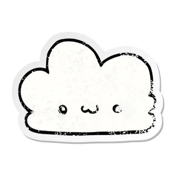 Distressed sticker of a cute cartoon cloud Stock Illustration