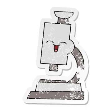 Distressed sticker of a cute cartoon microscope 스톡 일러스트