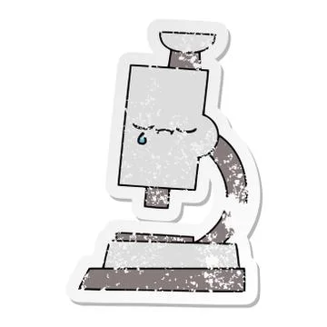 Distressed sticker of a cute cartoon microscope 스톡 일러스트