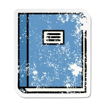 Distressed sticker of a cute cartoon study book Stock Illustration