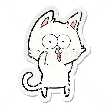 Funny White Cat Icon In Cartoon Style Stock Illustration