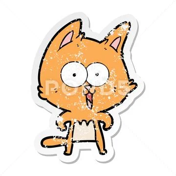 Funny White Cat Icon In Cartoon Style Stock Illustration