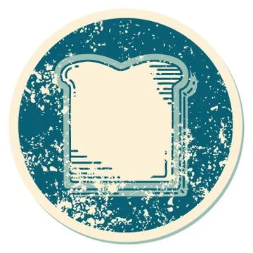 Distressed sticker tattoo style icon of a slice of bread Illustrazione stock