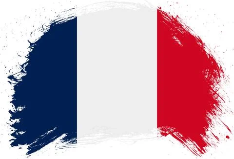 Distressed stroke brush painted flag of france on white background 库存插图