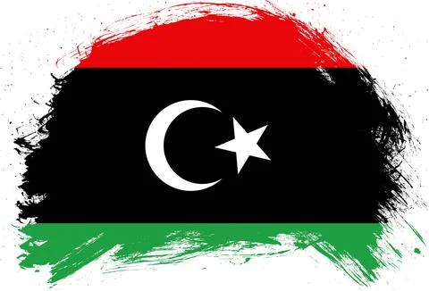 Distressed stroke brush painted flag of libya on white background Stock Illustration