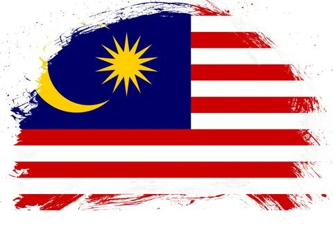 Distressed stroke brush painted flag of malaysia on white background Ilustración de archivo