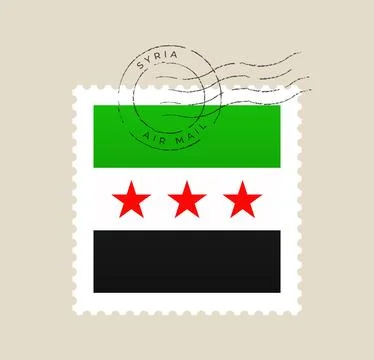 Distressed Syrian Flag Air Mail Postage Stamp Vector Illustration Symbolizi.. Stock Illustration