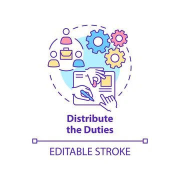 Distribute duties concept icon Stock Illustration