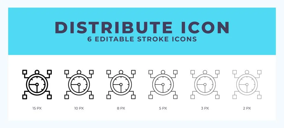 Distribute icon vector for web. And mobile app. Editable stroke outline icon. Stock Illustration