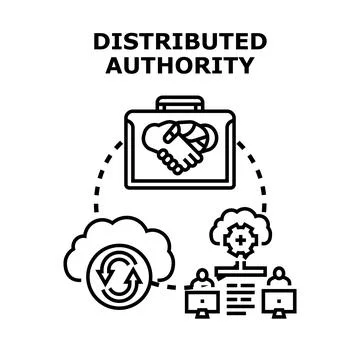 Distributed authority and decentralized network management concept Stock Illustration