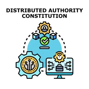 Distributed authority constitution concept for blockchain system Stock Illustration
