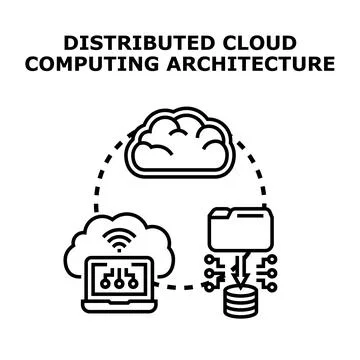Distributed cloud computing architecture data storage concept 스톡 일러스트