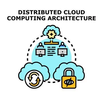 Distributed cloud computing architecture managing data network security Stock Illustration