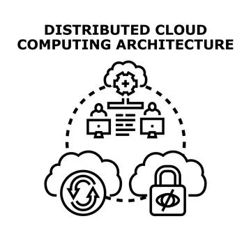 Distributed cloud computing architecture managing data network security Stock Illustration