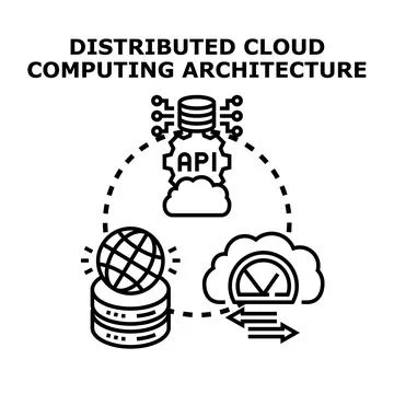 Distributed cloud computing architecture system network connecting global dat Stock Illustration