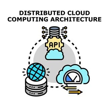 Distributed cloud computing architecture system network connecting global dat Stock Illustration