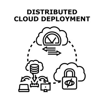 Distributed cloud deployment architecture representing data processing Stock Illustration