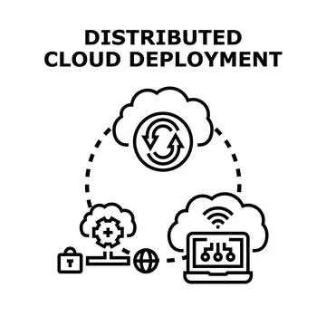 Distributed cloud deployment concept for global network Stock Illustration