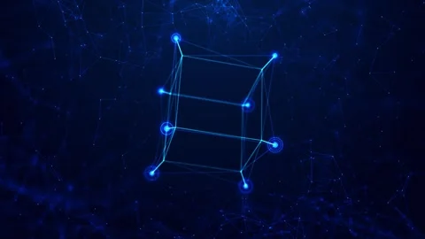Distributed Cloud Network Cube Cyber Infrastructure Background Stock Footage 341358013