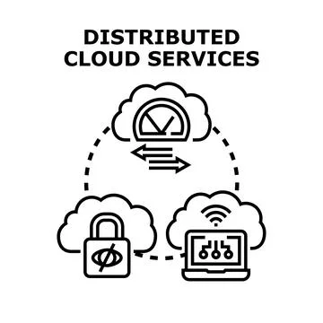 Distributed cloud services computing network technology concept Illustrazione stock