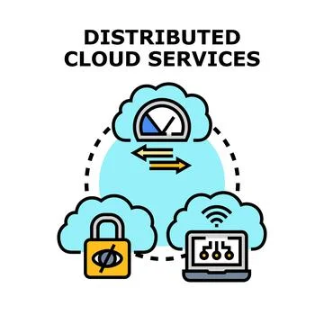 Distributed cloud services computing network technology concept Stockillustratie