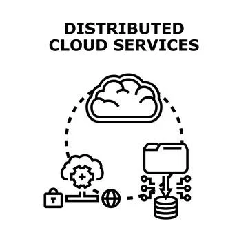Distributed cloud services computing network infrastructure concept Stock Illustration