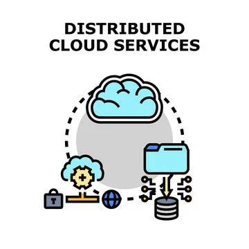 Distributed cloud services computing network infrastructure concept Stock Illustration