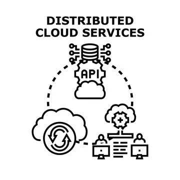 Distributed cloud services operating across various connections Illustrazione stock