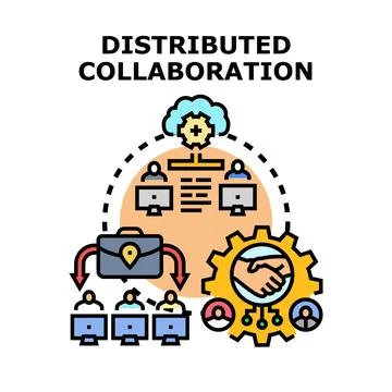 Distributed collaboration concept forming global teamwork Stock Illustration